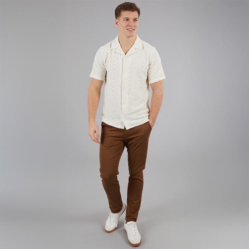 C.R.C. Koszula z fakturą dla niego w kolorze złamanym białym kolor Offwhite