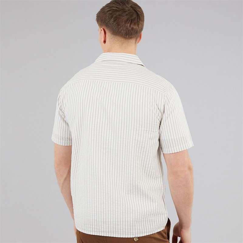 C.R.C. Seersucker koszula dla niego dojrzały kolor White St