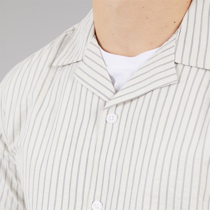 C.R.C. Seersucker koszula dla niego dojrzały kolor White St