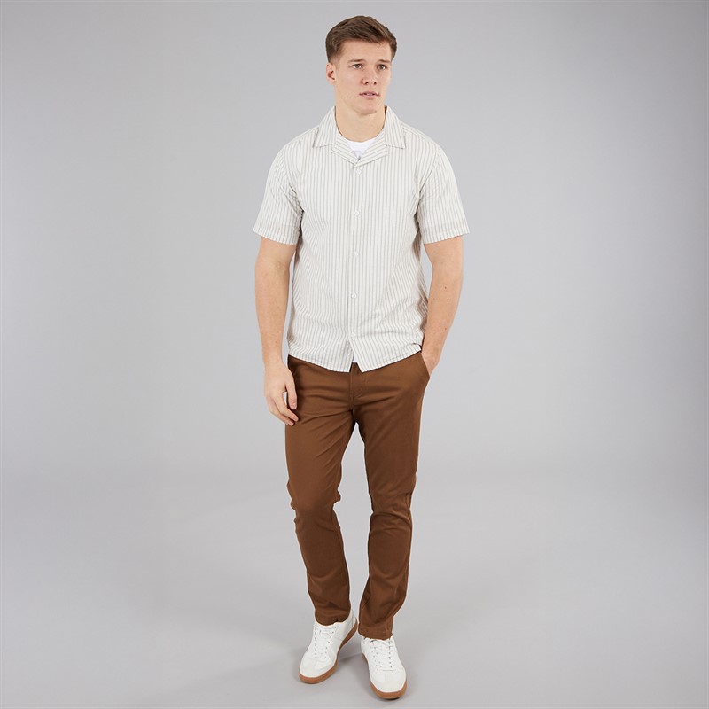 C.R.C. Seersucker koszula dla niego dojrzały kolor White St