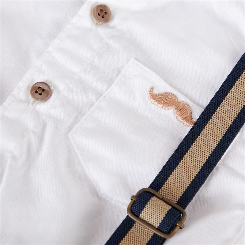 Little Gent Boys Bodysuit Brushed Fine Corduroy Bowtie and Trousers with Braces Set Navy