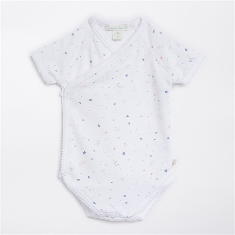 Marie-Chantal Baby Star And Crown Wrap Onesie Blue