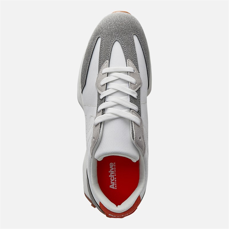 Archive Studios Mens Track Trainers White/Grey/Orange