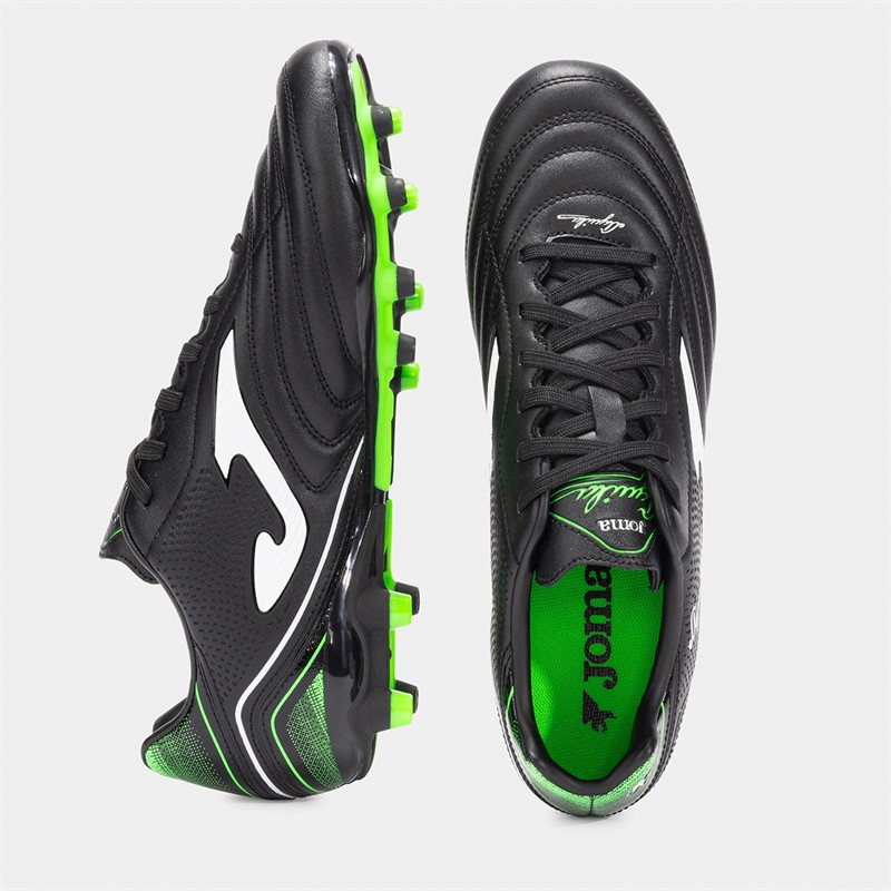 Joma Mens Aguila 25 FG Firm Ground Football Boots Black/Fluoro Green