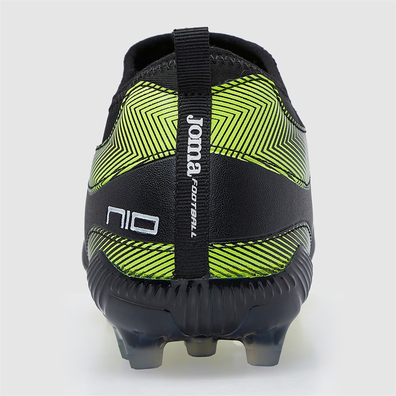 Joma Mens Number-10 25 AG Artificial Grass Football Boots Black/Fluoro Yellow