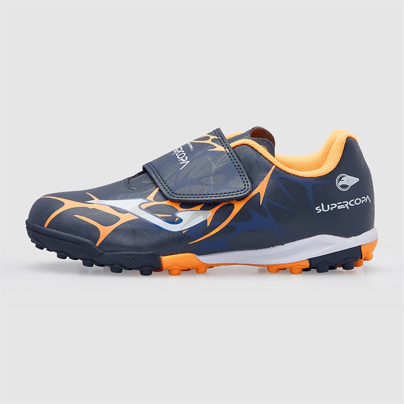 Joma Kids Super Copa 25 TF Astro Turf Football Boots Navy/Fluoro Orange