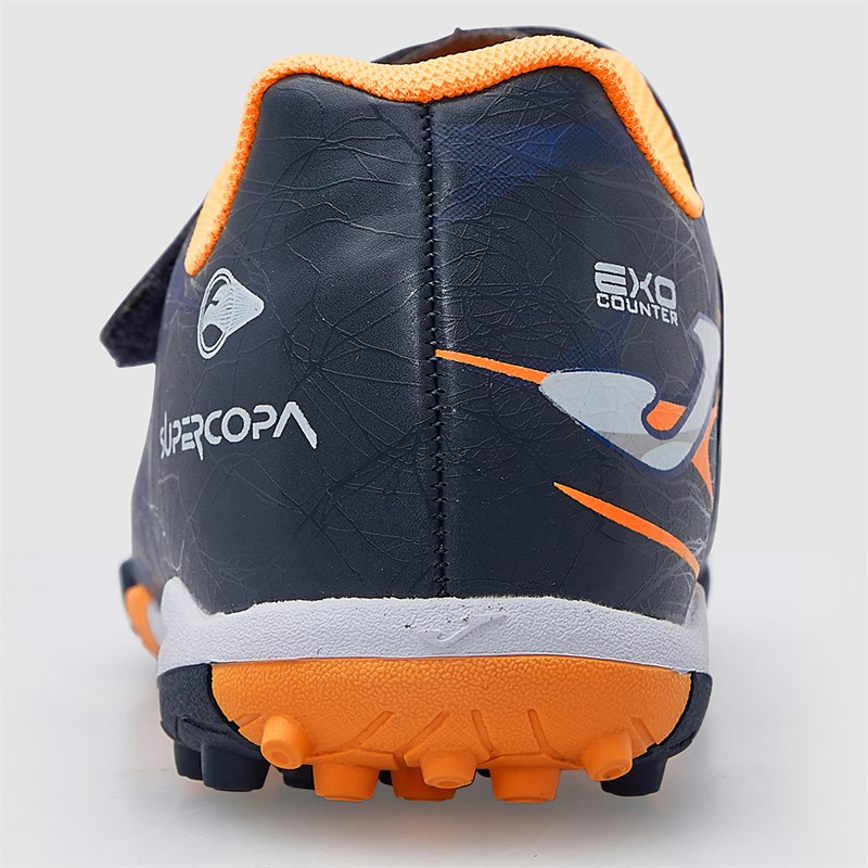 Joma Kids Super Copa 25 TF Astro Turf Football Boots Navy/Fluoro Orange