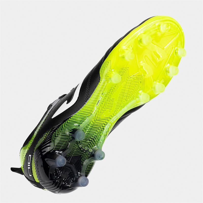 Joma Mens Number-10 25 FG Firm Ground Football Boots Black/Fluoro Yellow