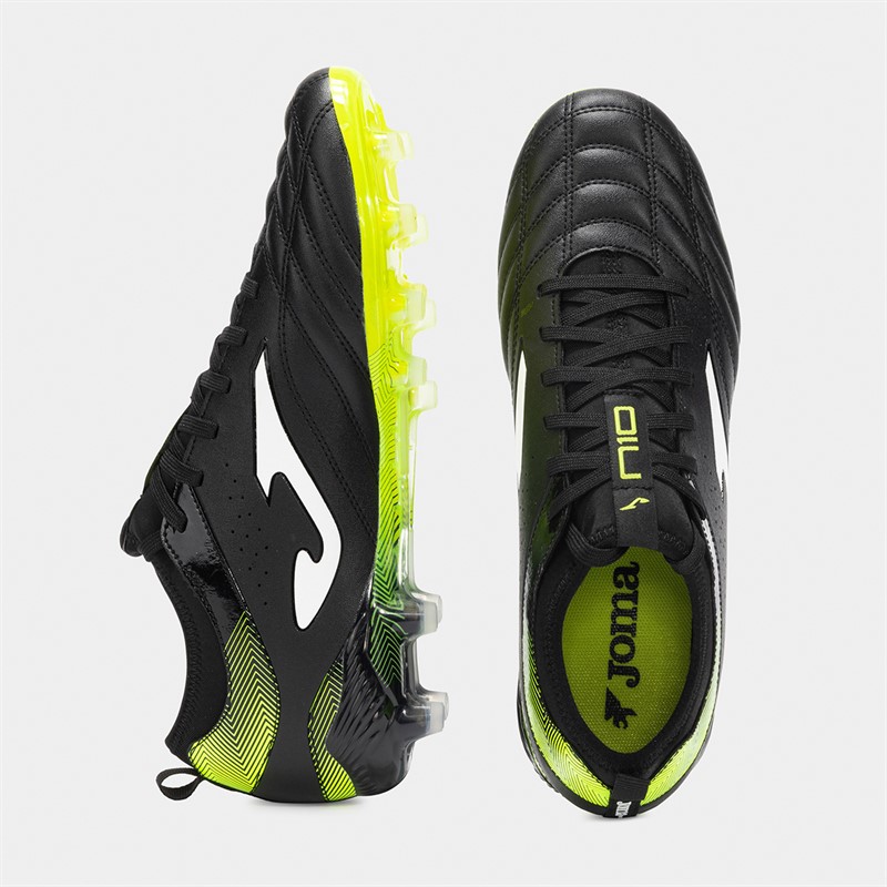Joma Mens Number-10 25 FG Firm Ground Football Boots Black/Fluoro Yellow