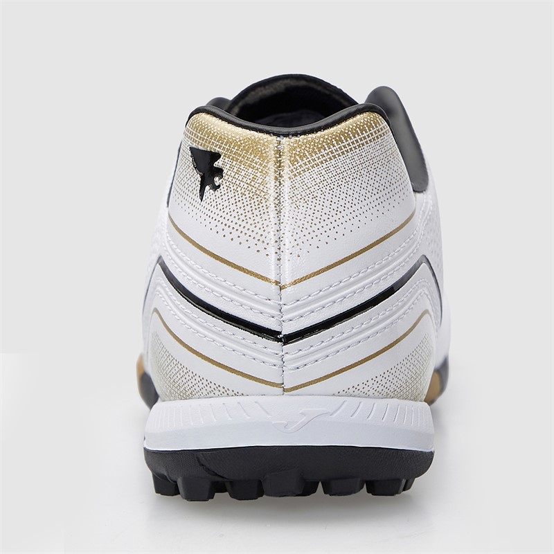 Joma Mens Aguila 25 TF Astro Turf Football Boots White/Gold