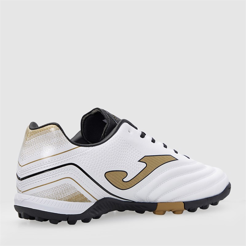Joma Mens Aguila 25 TF Astro Turf Football Boots White/Gold