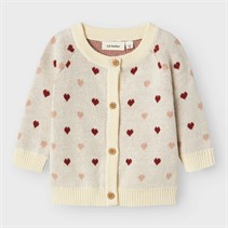 Lil' Atelier dla dziewczynki sweter z dzianiny z sercem Saran dla dziewczynki kolor Turtledove