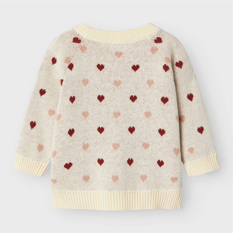 Lil' Atelier dla dziewczynki sweter z dzianiny z sercem Saran dla dziewczynki kolor Turtledove