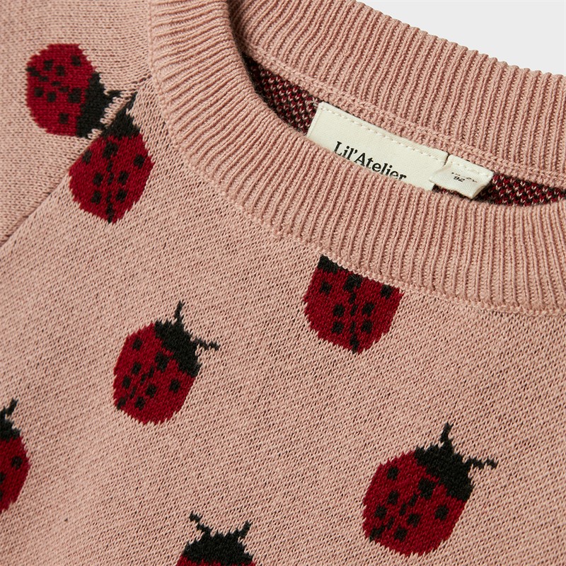 Lil' Atelier Lulio dzianinowy sweter dla dziewczynki kolor Misty Rose