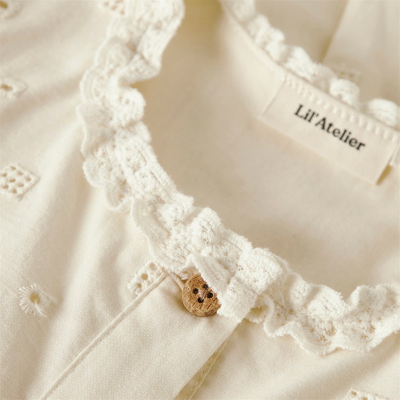 Lil' Atelier Piger Flores Kortærmet Kjole Coconut Milk