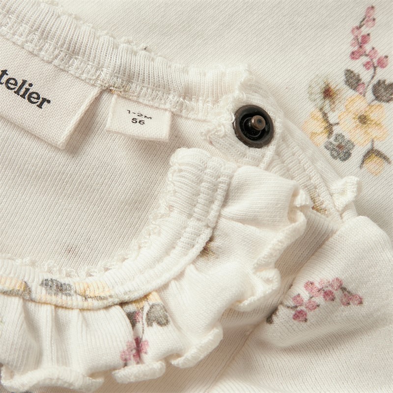 Lil' Atelier Piger Gayo Kortærmet Bodystocking Coconut Milk