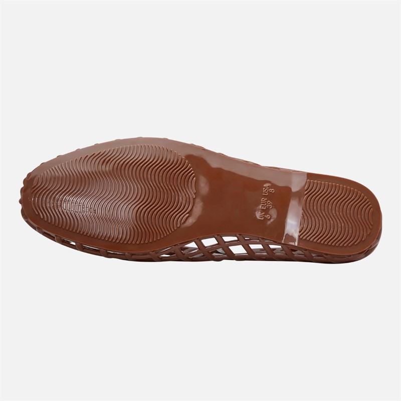 SEQWL Womens Jelly Ballerina Flats Brown