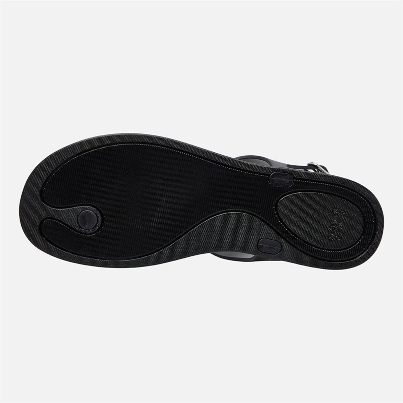 SEQWL Womens Jelly Thong Flat Sandals Black