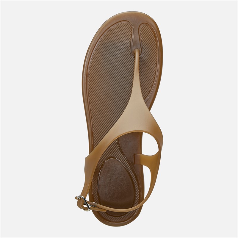 SEQWL Womens Jelly Thong Flat Sandals Coffee