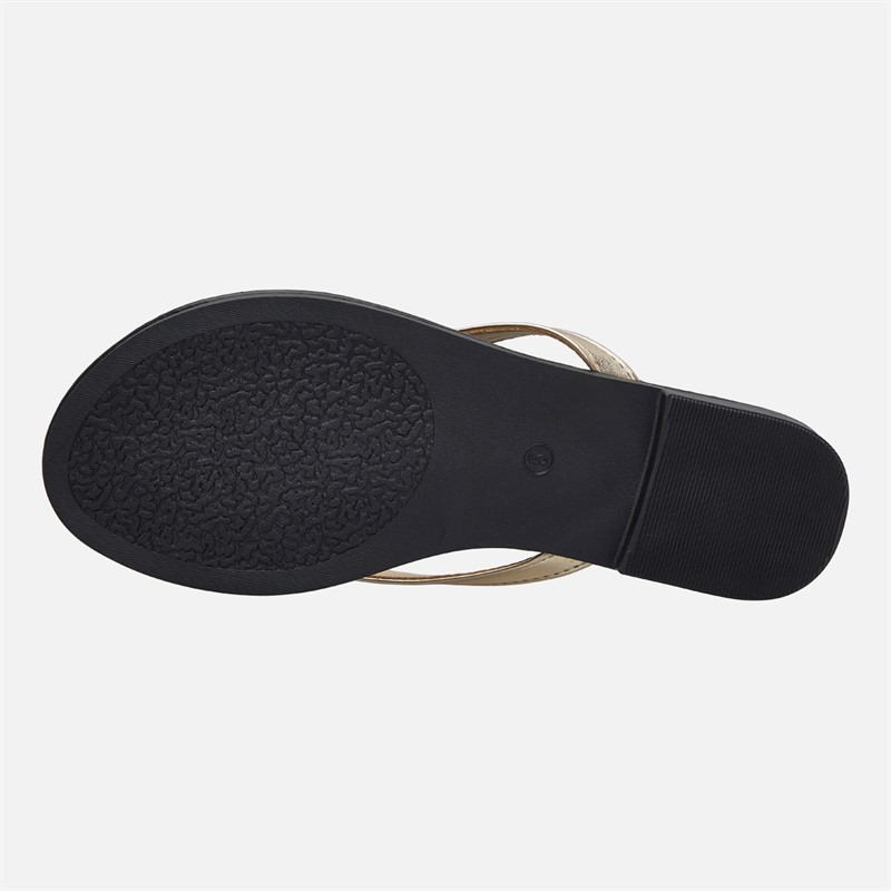 SEQWL Womens Flip Flops Gold