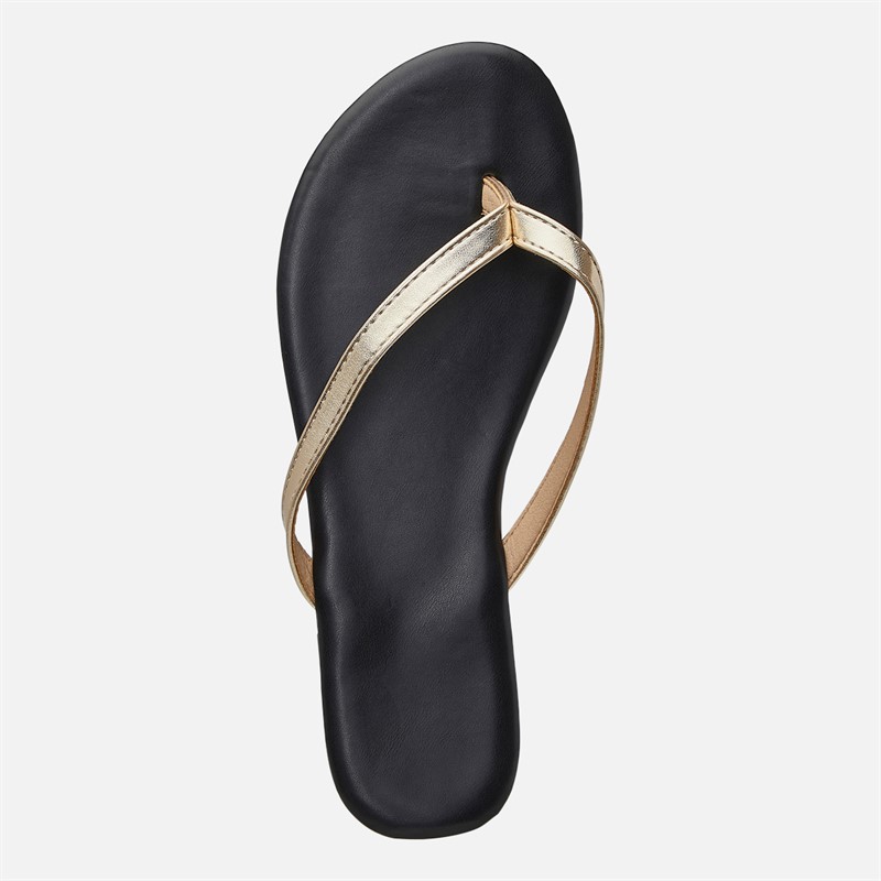 SEQWL Womens Flip Flops Gold