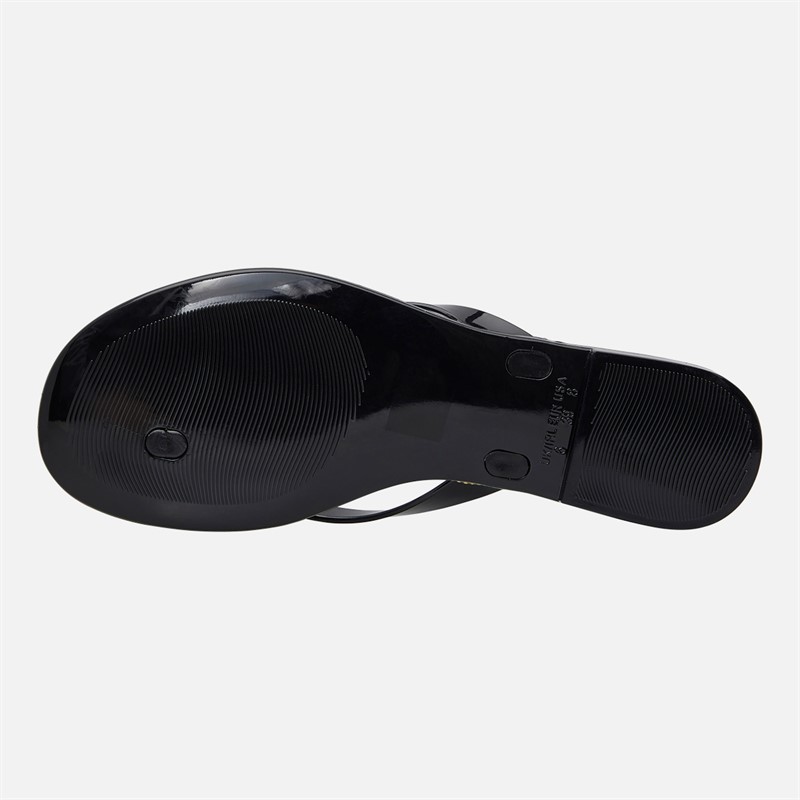 SEQWL Womens Jelly Bow Flip Flops Black