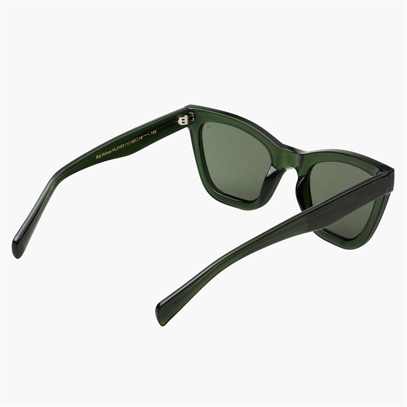 A Kjærbede Store Kanye Solbriller Dark Green Transparent
