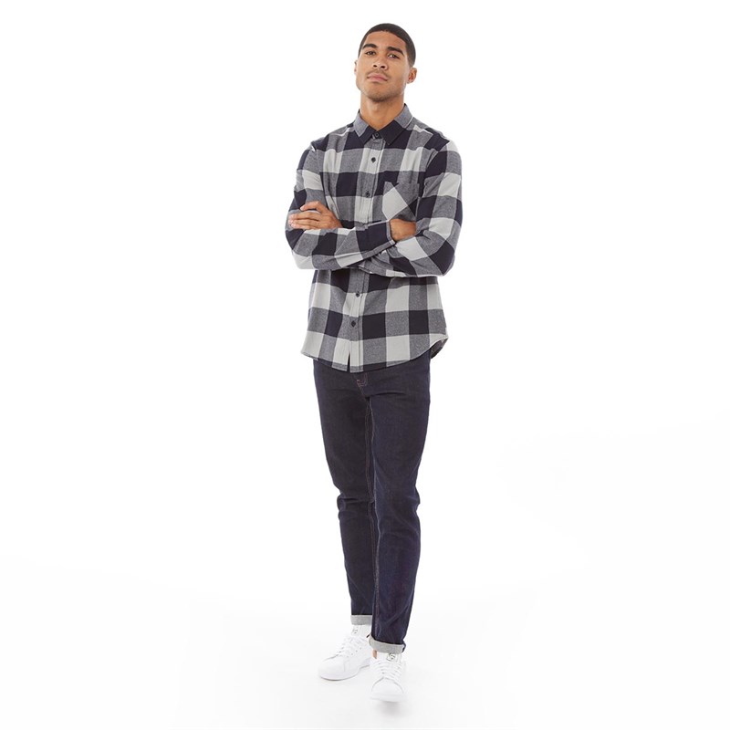 Avant Garde Mens West Flannel Shirt Navy/Grey