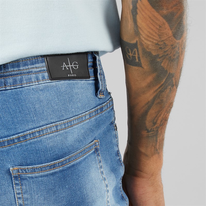 Avant Garde Mens Staple Skinny Stretch Jeans Mid Blue