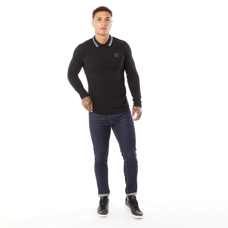 Avant Garde Mens Relate Long Sleeve Polo Black