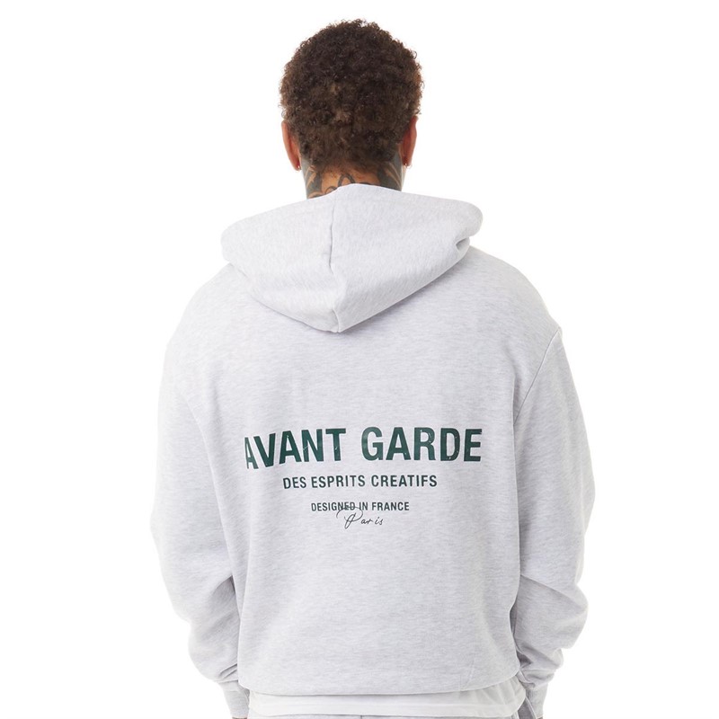 Avant Garde Mens Creatives Hoodie Light Grey Marl