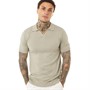 Avant Garde Mens Kofi Knitted Polo Oatmeal/Spray Green