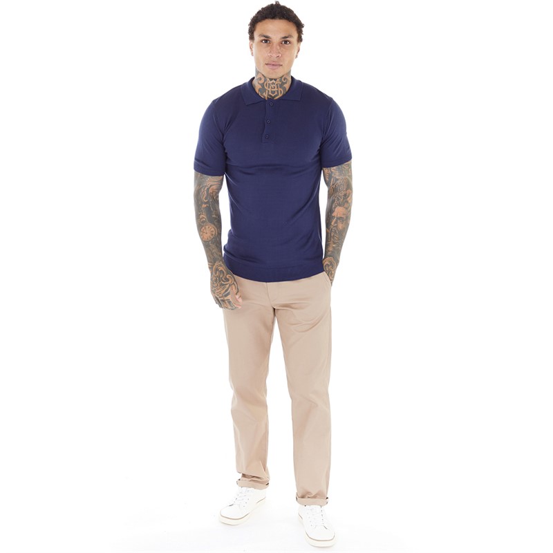 Avant Garde Mens Senza Knited Polo Navy