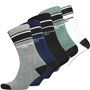 Avant Garde Mens Stripe Five Pack Dress Socks Black/White/Light Grey/Khaki/Navy
