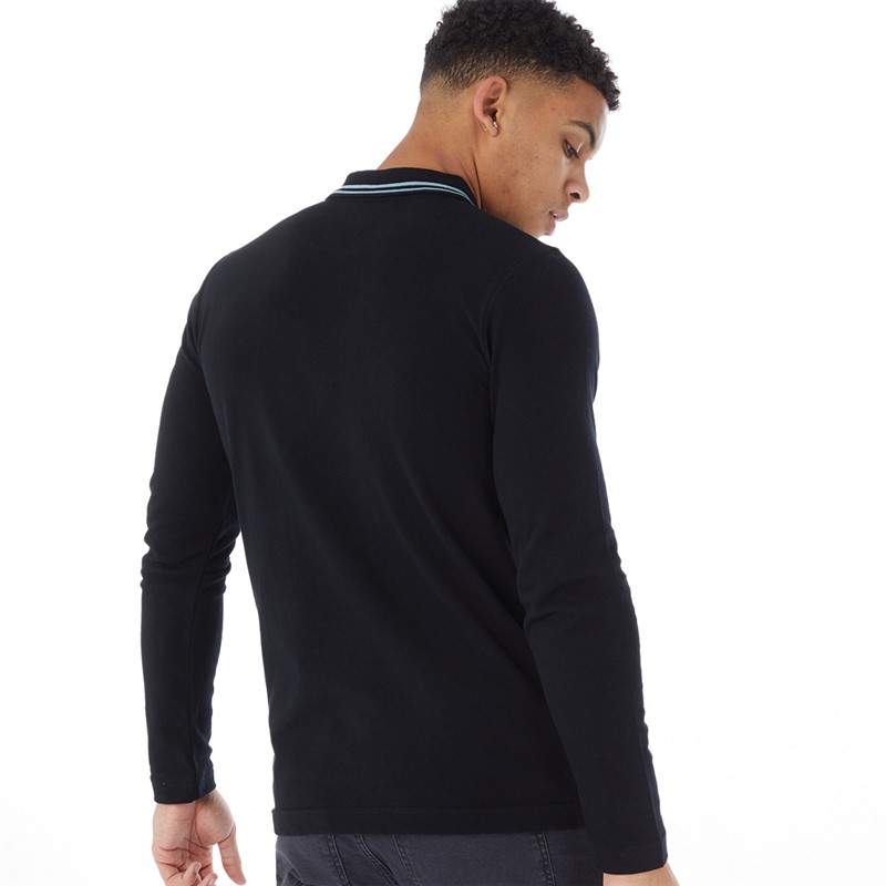Avant Garde Mens Relate Long Sleeve Polo Black/Blue