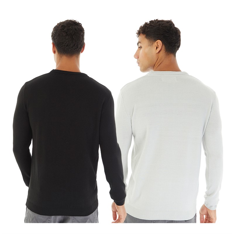 Avant Garde Mens Two Pack Crew Neck Jumpers Black/Silver