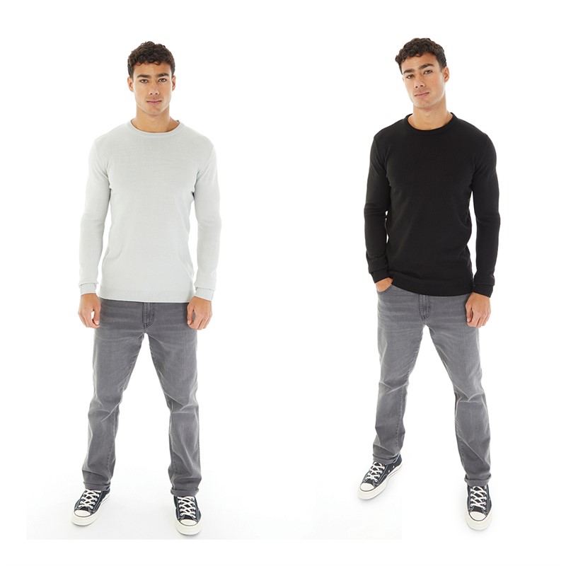 Avant Garde Mens Two Pack Crew Neck Jumpers Black/Silver