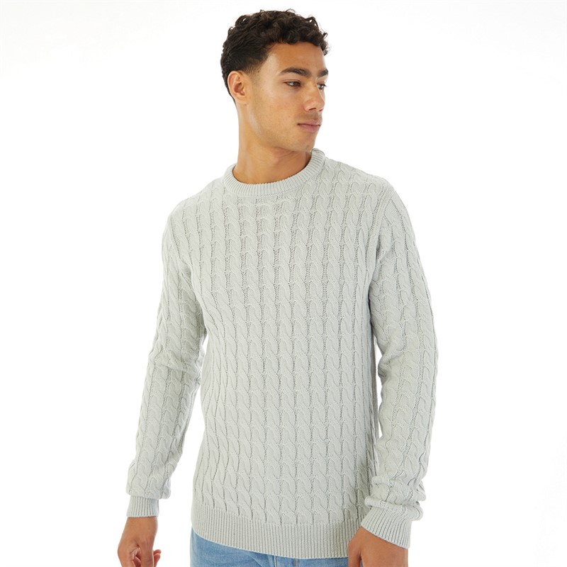 Buy Avant Garde Mens Cable Crew Neck Jumper Grey Marl