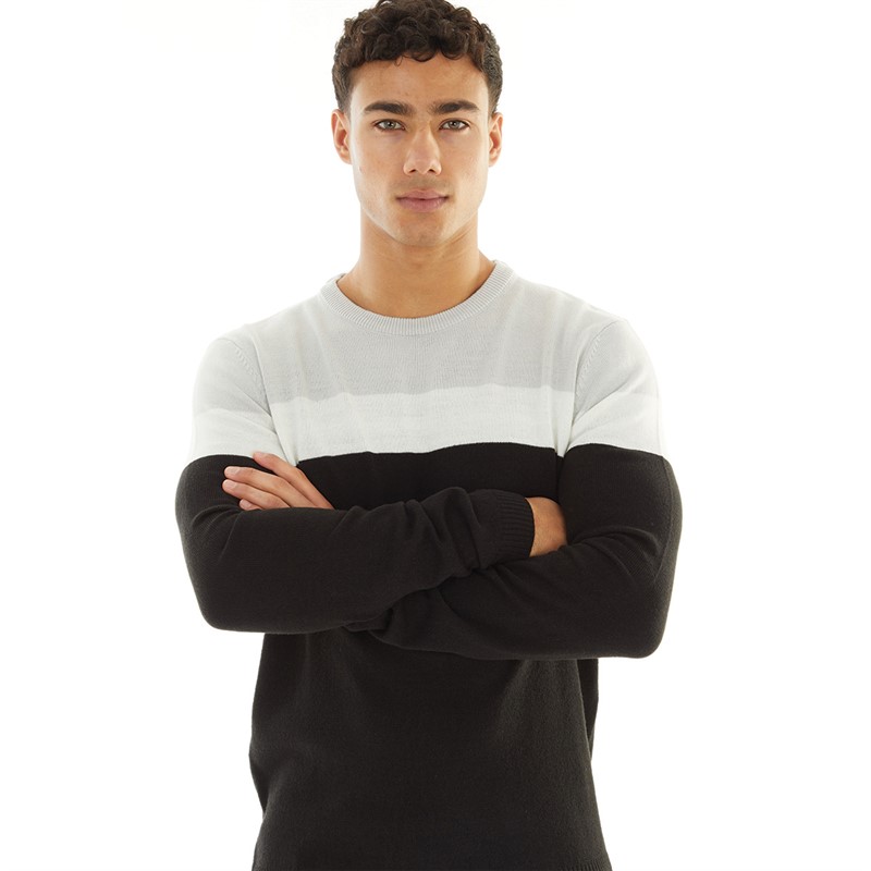 Avant Garde Mens Hanna Block Crew Neck Jumper Silver/Black