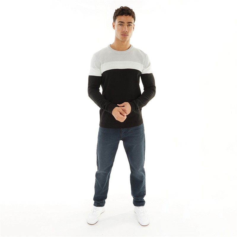 Avant Garde Mens Hanna Block Crew Neck Jumper Silver/Black