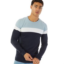 Avant Garde Mens Hanna Block Crew Neck Jumper Navy