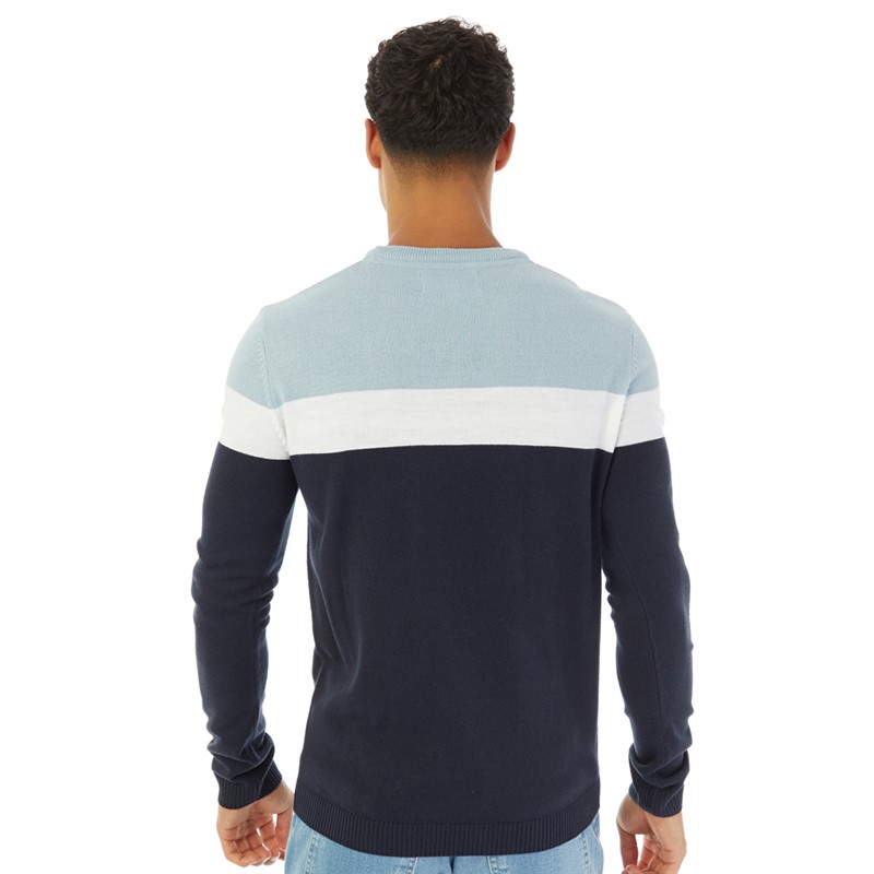 Avant Garde Mens Hanna Block Crew Neck Jumper Navy