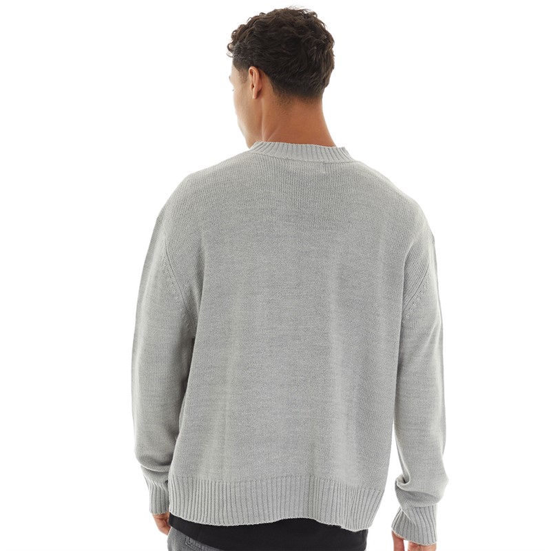 Avant Garde Mens Fielle Logo Relaxed Fit Crew Neck Jumper Grey Marl