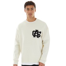 Avant Garde Mens Fielle Logo Relaxed Fit Crew Neck Jumper Ecru