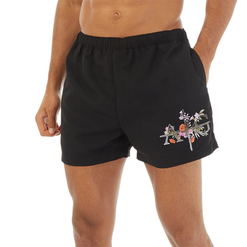 Avant Garde Mens Floris Swim Shorts Black