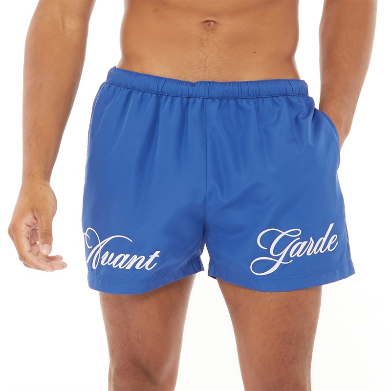 Avant Garde Mens Script Swim Shorts Royal Blue