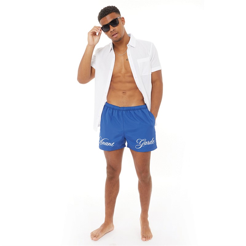 Avant Garde Mens Script Swim Shorts Royal Blue