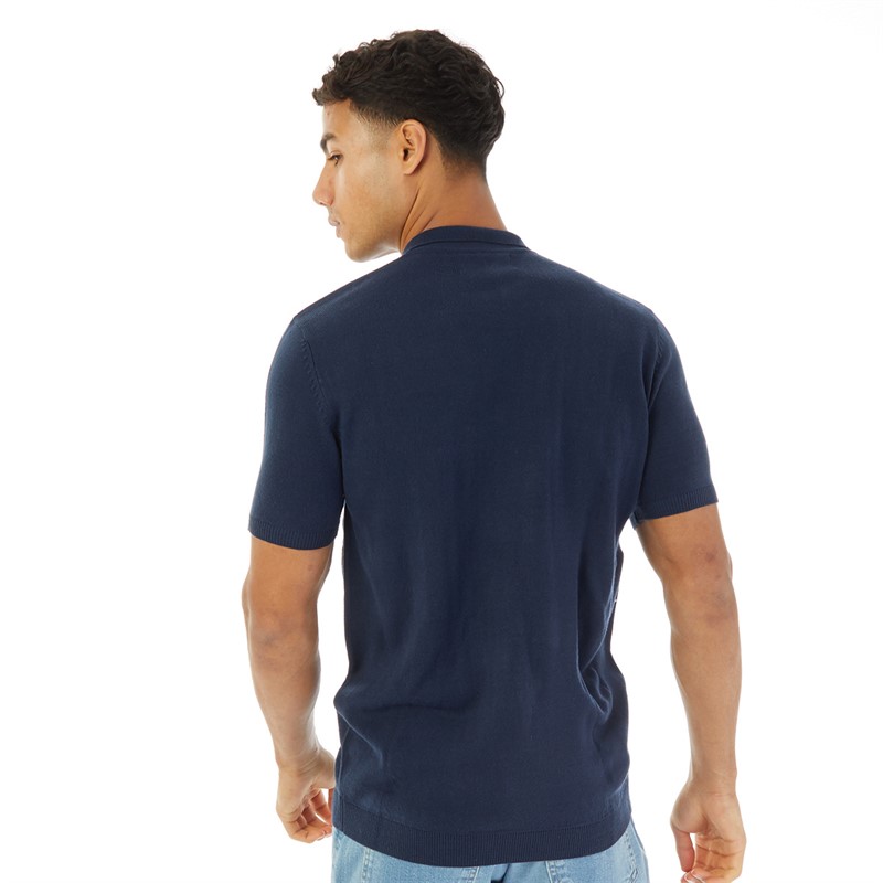 Avant Garde Mens Harrison Zip Polo Navy