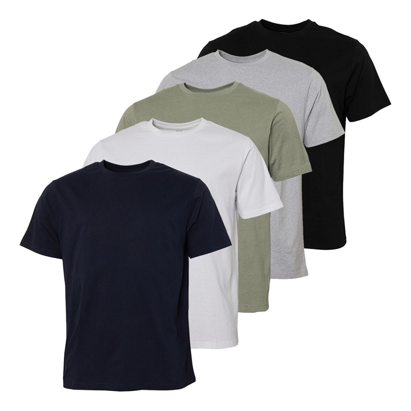 Avant Garde Mens Five Pack T-Shirts Black/White/Light Grey Marl/Navy/Seagrass