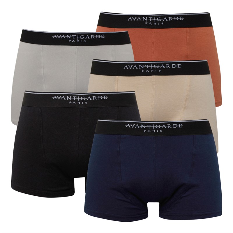 Avant Garde Mens Earth Five Pack Boxers Navy/Clay/Grey/Stone/Black